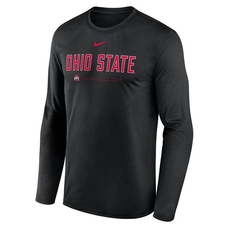 Ohio State Courtside Basketball Shootaround Legend Men's Nike Dri-FIT College Long-Sleeve T-Shirt
