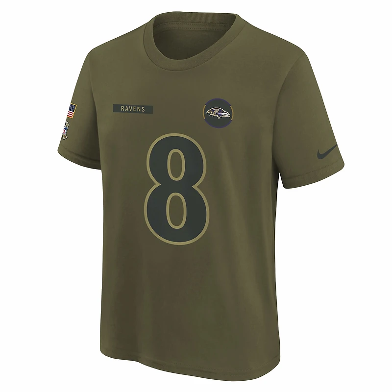 Lamar Jackson Baltimore Ravens Salute to Service Big Kids’ Nike NFL T-Shirt