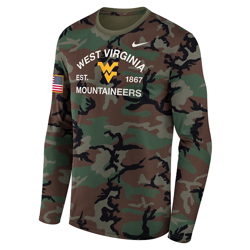 West Virginia 2025 Military Appreciation Legend Men's Nike Dri-FIT College Long-Sleeve T-Shirt