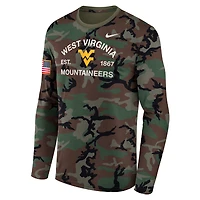 West Virginia 2025 Military Appreciation Legend Men's Nike Dri-FIT College Long-Sleeve T-Shirt