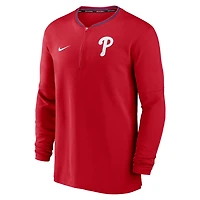 Philadelphia Phillies Authentic Collection Men's Nike Dri-FIT MLB 1/2-Zip Long-Sleeve Top