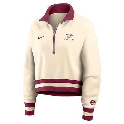 Florida State Legacy Women's Nike College Cropped 1/4-Zip Crew