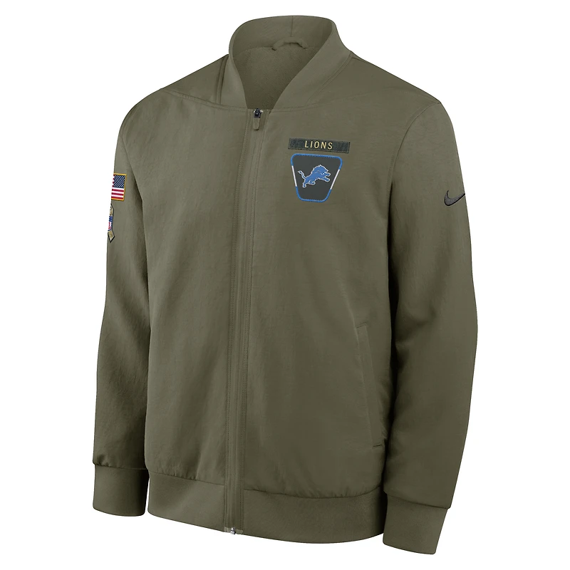 Detroit Lions Salute to Service Sideline Men's Nike NFL Full-Zip Bomber Jacket