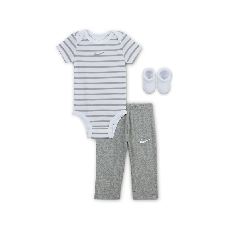 Nike Baby Bodysuit, Pants, and Terry Socks 3-Piece Set