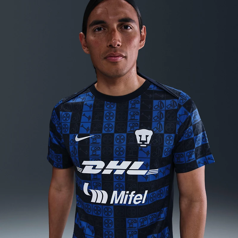 Pumas UNAM Academy Pro Men's Nike Dri-FIT Soccer Pre-Match Short-Sleeve Top
