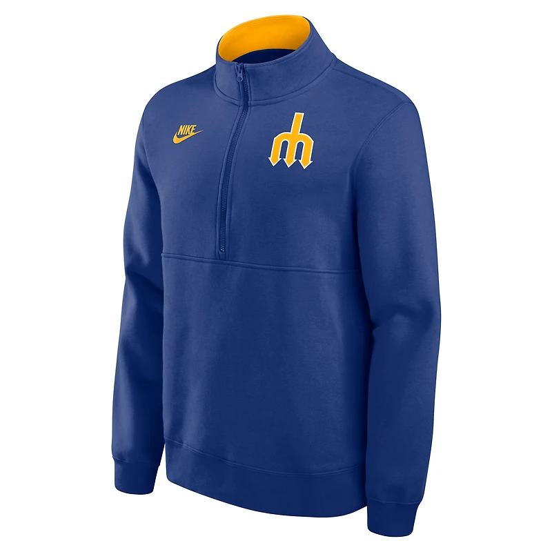 Seattle Mariners Cooperstown Men's Nike MLB 1/2-Zip Crew