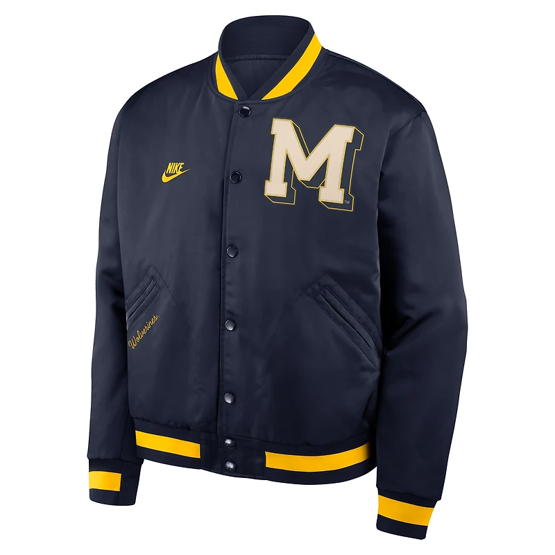Michigan Legacy Men's Nike College Full-Snap Bomber Jacket