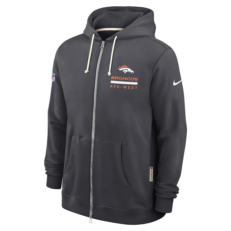 Denver Broncos Utility Player Sideline Men's Nike Dri-FIT NFL Full-Zip Hoodie