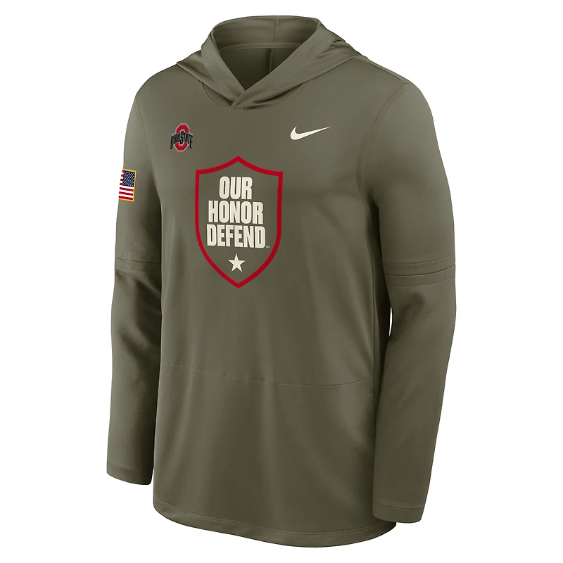 Ohio State 2025 Military Appreciation Men's Nike Dri-FIT College Long-Sleeve Hooded Top
