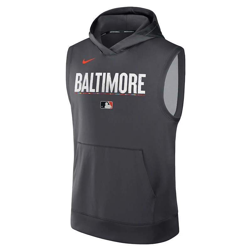 Baltimore Orioles Authentic Collection City Connect Men’s Nike Dri-FIT MLB Sleeveless Pullover Hoodie
