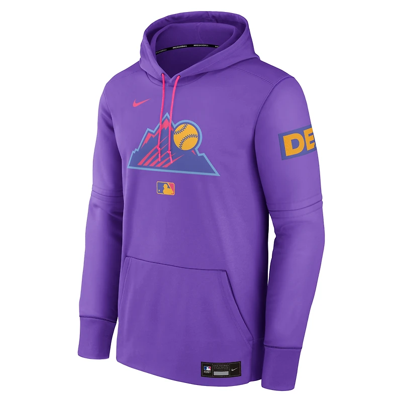 Colorado Rockies Authentic Collection City Connect Men's Nike Therma MLB Pullover Hoodie