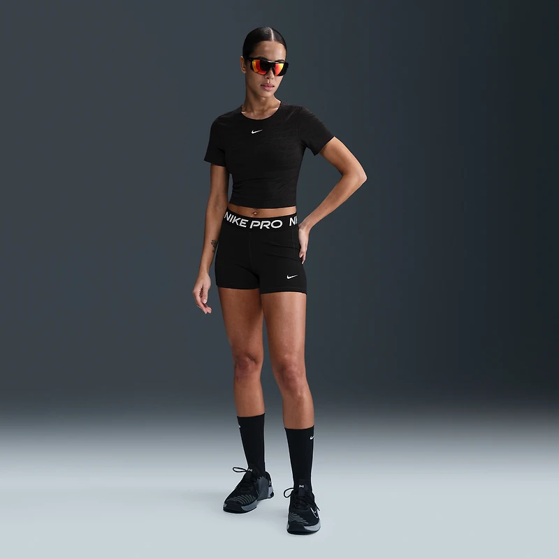 Nike Pro Women's Dri-FIT Short-Sleeve Cropped Jacquard Top