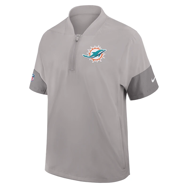 Miami Dolphins Sideline Coach Men's Nike NFL 1/2-Zip Short-Sleeve Jacket