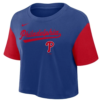 Philadelphia Phillies Script Women's Nike Dri-FIT MLB Cropped T-Shirt