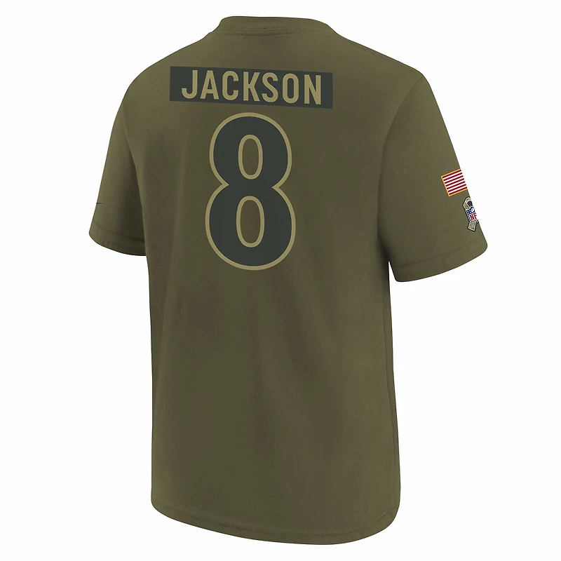 Lamar Jackson Baltimore Ravens Salute to Service Big Kids’ Nike NFL T-Shirt
