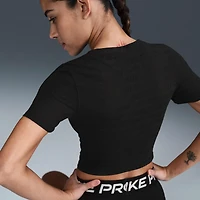 Nike Pro Women's Dri-FIT Short-Sleeve Cropped Jacquard Top