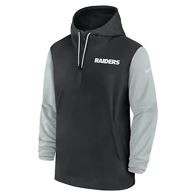 Las Vegas Raiders Sideline Pre-Game Player Men's Nike NFL 1/2-Zip Hooded Jacket