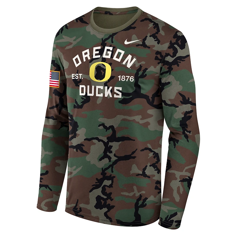 Oregon 2025 Military Appreciation Legend Men's Nike Dri-FIT College Long-Sleeve T-Shirt