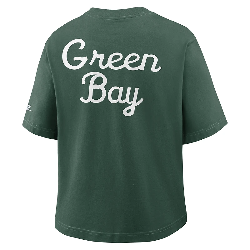 Green Bay Packers Rewind Pocket Boxy Women's Nike NFL T-Shirt