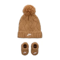 Nike Baby (0-9M) Cable Knit Hat and Booties Set