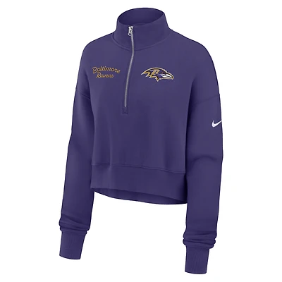 Baltimore Ravens Phoenix Women's Nike NFL Cropped 1/4-Zip Crew