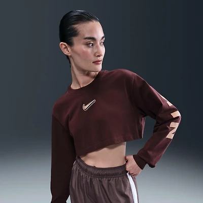 Nike Sportswear Women's Oversized Long-Sleeve Cropped Graphic T-Shirt