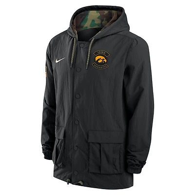 Iowa Men's Nike Full-Snap Hooded Military Jacket