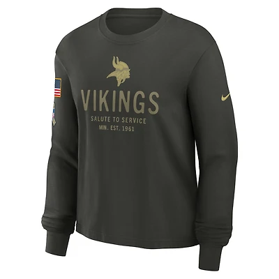 Minnesota Vikings Salute to Service Sideline Women's Nike Dri-FIT NFL Long-Sleeve T-Shirt