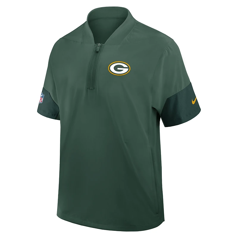 Green Bay Packers Sideline Coach Men's Nike NFL 1/2-Zip Short-Sleeve Jacket