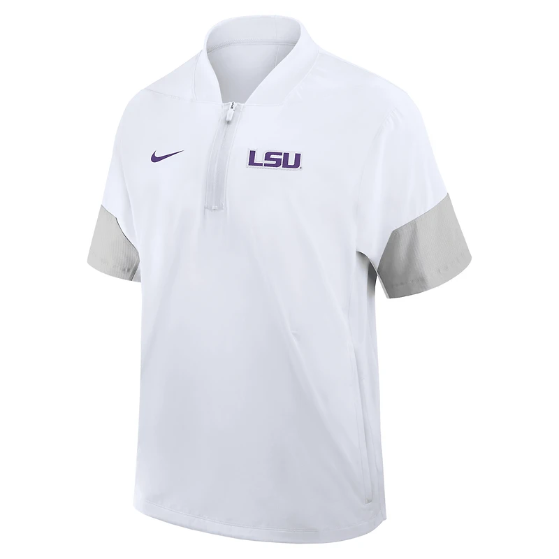 LSU Sideline Coach Men's Nike College 1/2-Zip Short-Sleeve Jacket