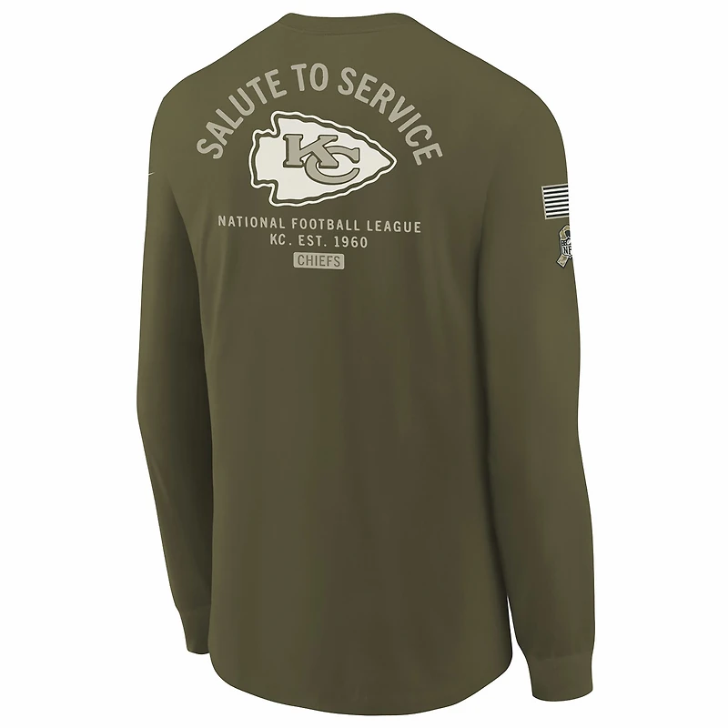 Kansas City Chiefs Salute to Service Sideline Big Kids’ Nike NFL Long-Sleeve T-Shirt