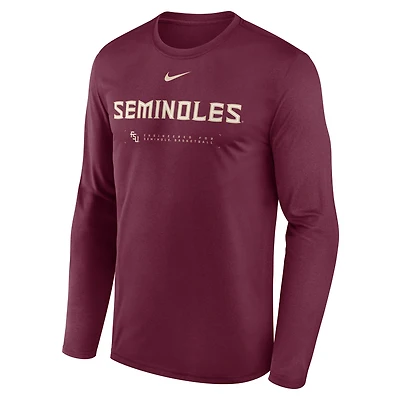Florida State Courtside Basketball Shootaround Legend Men's Nike Dri-FIT College Long-Sleeve T-Shirt