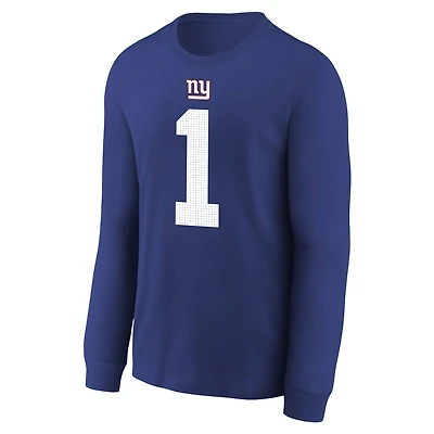 New York Giants Malik Nabers Big Kids' Long-Sleeve NFL T-Shirt