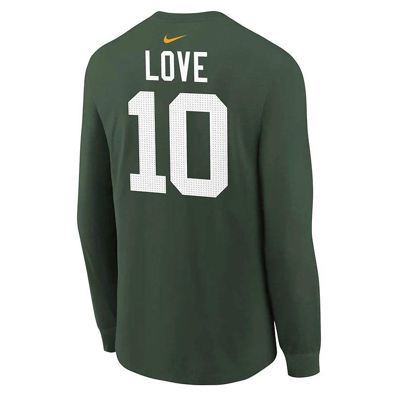Green Bay Packers Jordan Love Big Kids' Long-Sleeve NFL T-Shirt