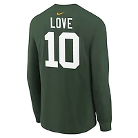 Green Bay Packers Jordan Love Big Kids' Long-Sleeve NFL T-Shirt