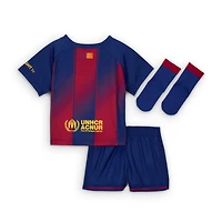 FC Barcelona 2025/26 Stadium Home Baby/Toddler Nike Soccer Replica 3-Piece Kit
