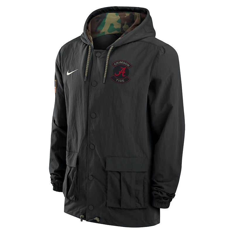 Alabama Men's Nike Full-Snap Hooded Military Jacket
