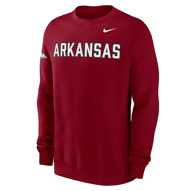 Arkansas Club Fleece Men's Nike College Crew-Neck Sweatshirt