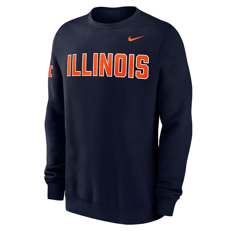 Illinois Club Fleece Men's Nike College Crew-Neck Sweatshirt