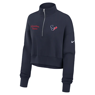 Houston Texans Phoenix Women's Nike NFL Cropped 1/4-Zip Crew