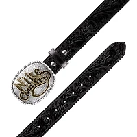 Nike Country Men's Plaque Buckle Embossed Leather Belt