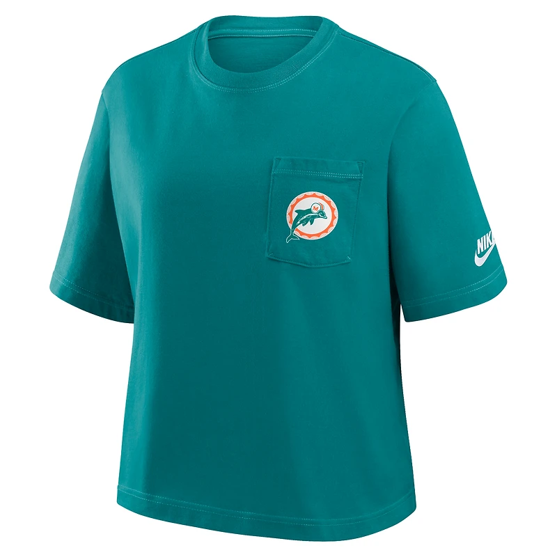 Miami Dolphins Rewind Pocket Boxy Women's Nike NFL T-Shirt