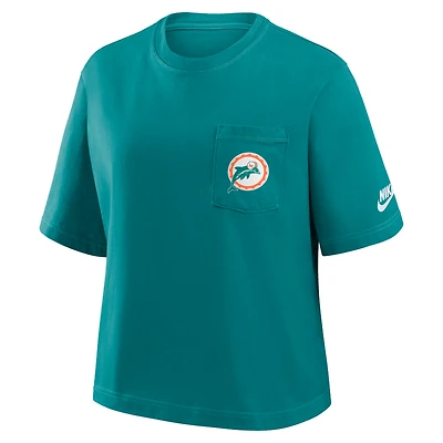 Miami Dolphins Rewind Pocket Boxy Women's Nike NFL T-Shirt