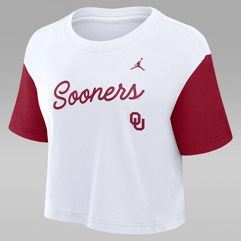 Oklahoma Script Women's Jordan Brand Dri-FIT College Cropped T-Shirt