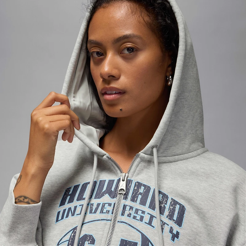 Jordan Flight Fleece x Howard University Women's Full-Zip Cropped Hoodie