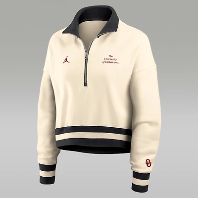 Oklahoma Legacy Women's Jordan Brand College Cropped 1/4-Zip Crew