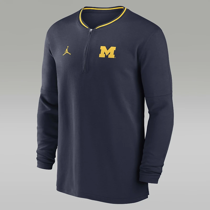 Michigan Wolverines Sideline Coach Men's Jordan Dri-FIT College 1/2-Zip Long-Sleeve Top