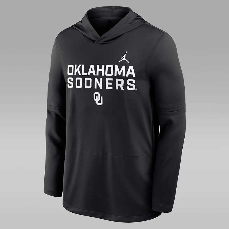 Oklahoma Sideline Men's Jordan Brand Dri-FIT College Long-Sleeve Hooded Top