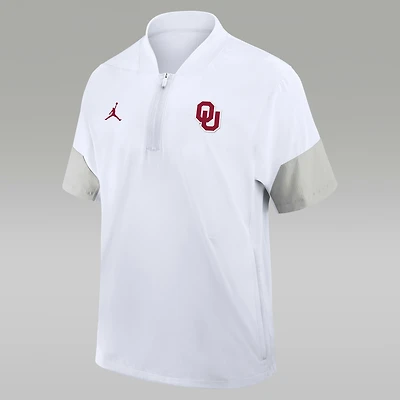 Oklahoma Sideline Coach Men's Nike Jordan Brand 1/2-Zip Short-Sleeve Jacket