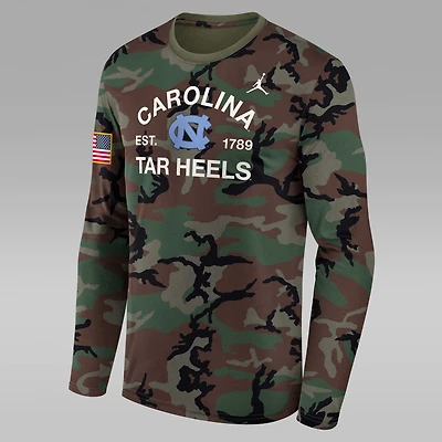 North Carolina 2025 Military Appreciation Legend Men's Jordan Brand Dri-FIT College Long-Sleeve T-Shirt